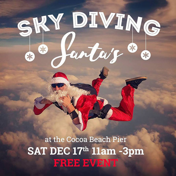 Skydiving Santa at the Cocoa Beach Pier