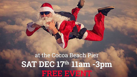 Skydiving Santa at the Cocoa Beach Pier