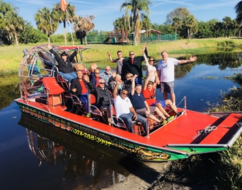 group of people on an airboat ride