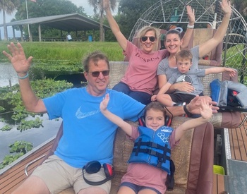 Group of 5 on an airboat tour